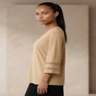 Stretch Knit Mesh Inset Sleeve Tunic image number 2
