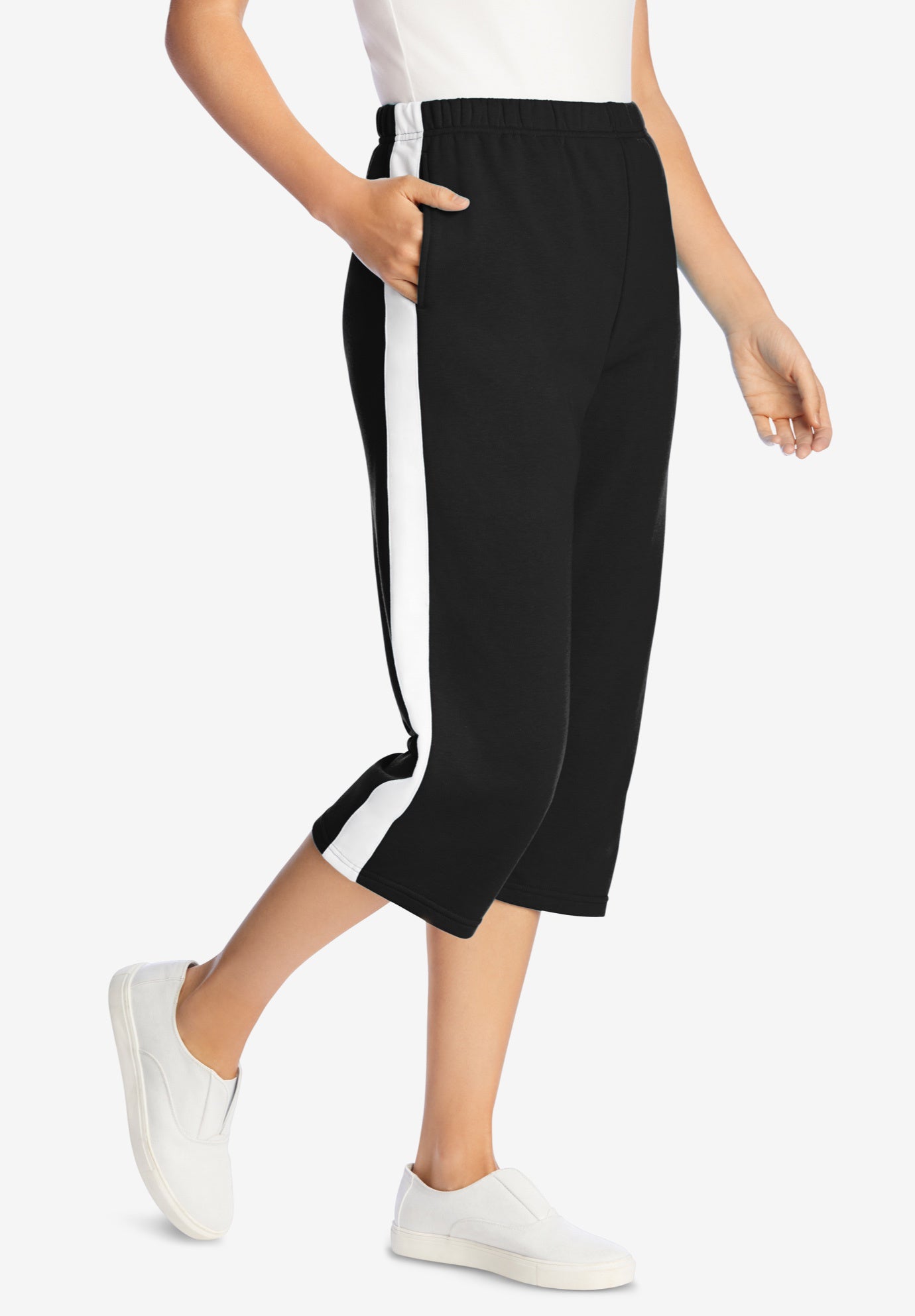 Side-Stripe Cotton French Terry Capri image number 0