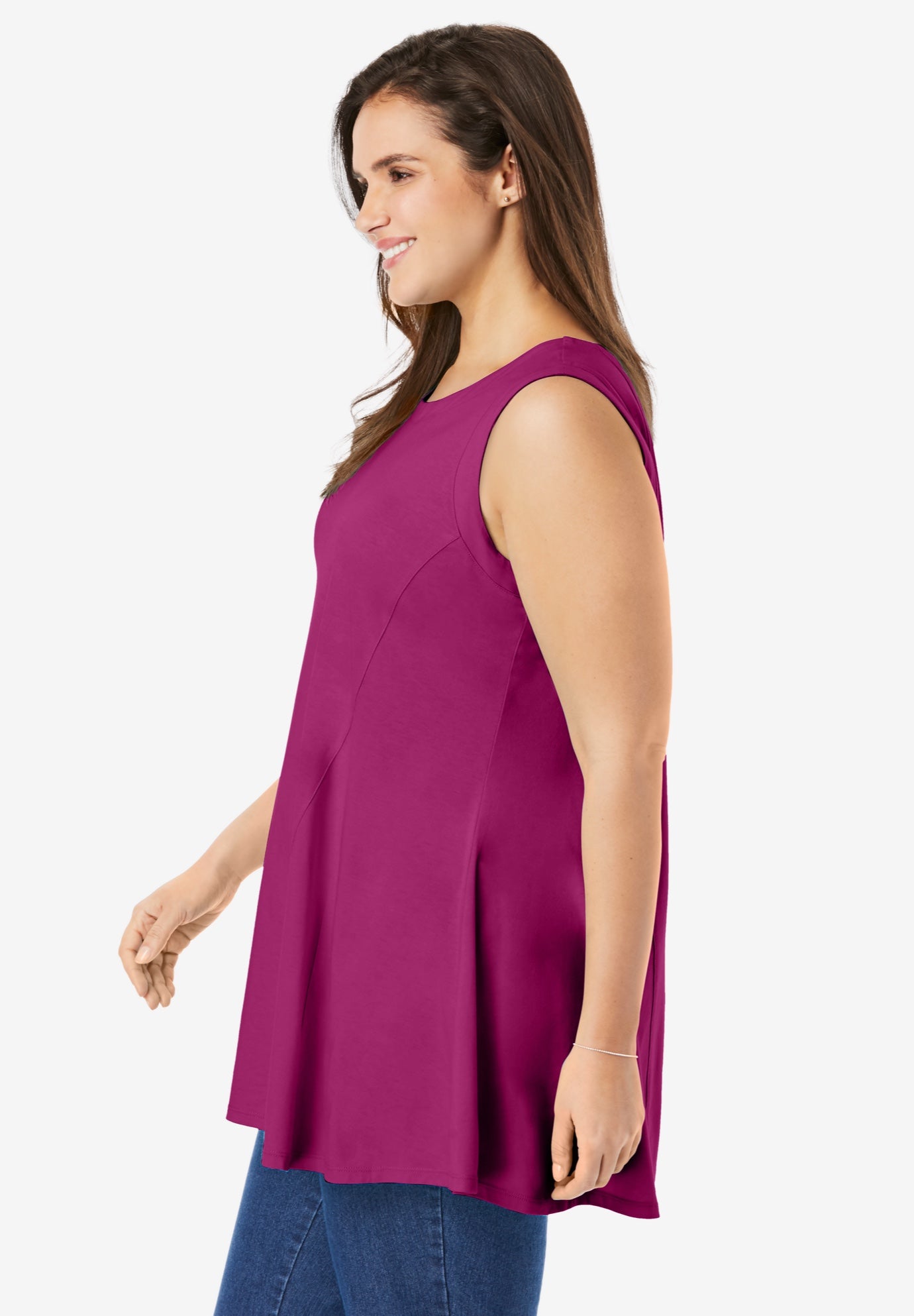 Sleeveless Fit-And-Flare Tunic Top image number 2