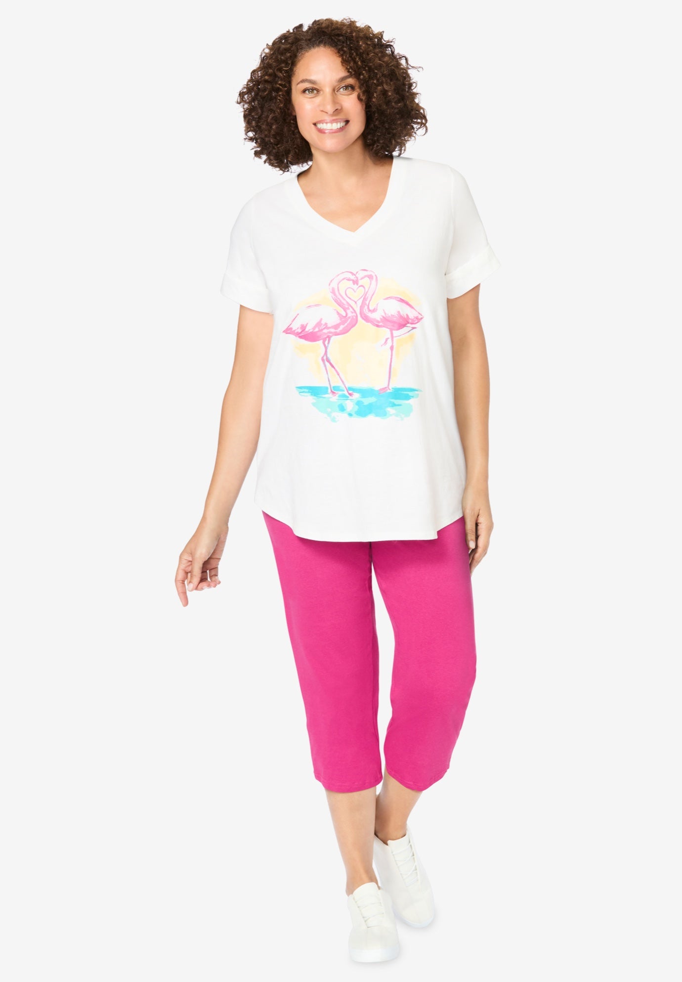 Two-Piece V-Neck Tunic & Capri Set image number 0