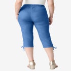 Plus Size Comfort Stretch Lace Up Capri Jean image number null