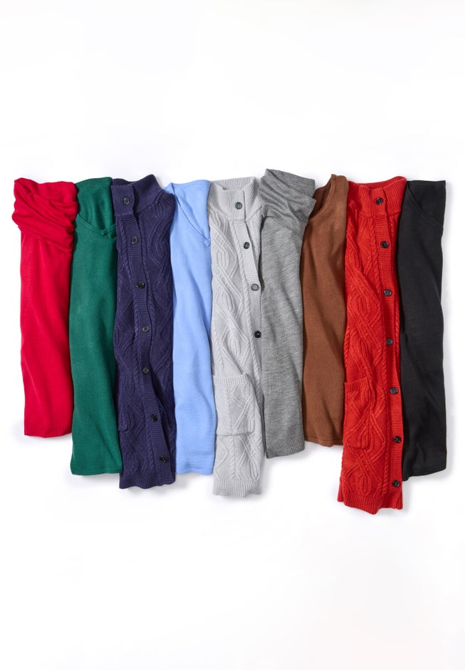 Cashmiracle™ Buttonfront Cable Cardigan image number 2