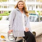 Cashmiracle&trade; Buttonfront Cable Cardigan image number null