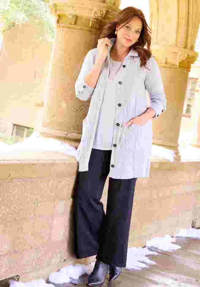 Cashmiracle&trade; Buttonfront Cable Cardigan image number 1