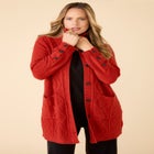 Cashmiracle&trade; Buttonfront Cable Cardigan image number null
