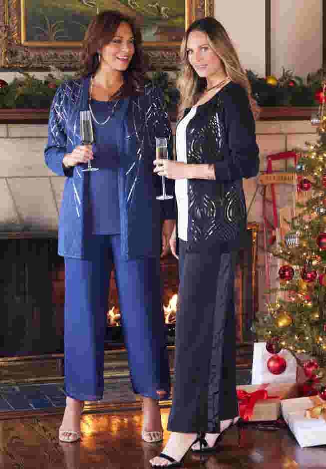 Sequin Jewel-Neck Cardigan image number 2