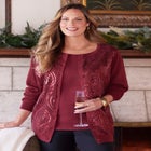 Sequin Jewel-Neck Cardigan image number null