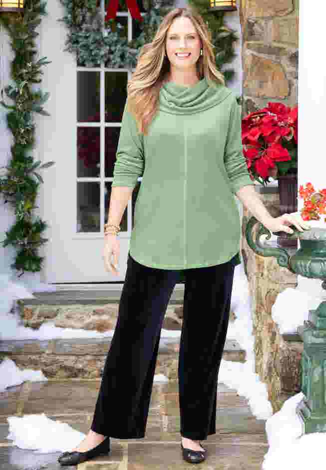 Velour Cowl Neck Tunic image number 0