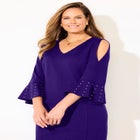 Embellished Cold Shoulder Ponte Dress image number null