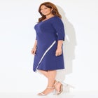 Asymmetrical Bell Sleeve Ponte Dress image number null