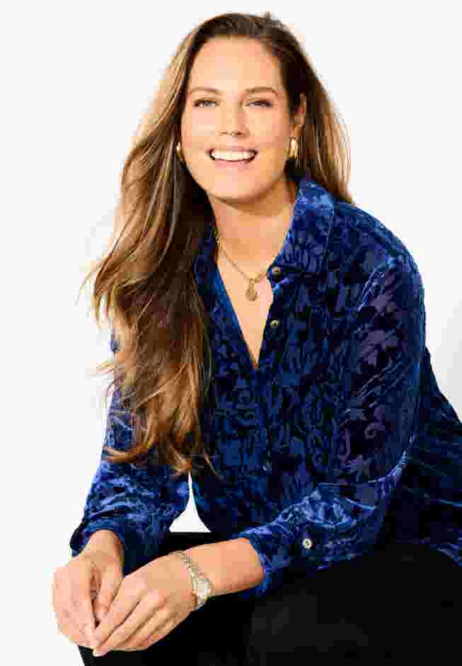 Buttonfront Burnout Blouse image number 3