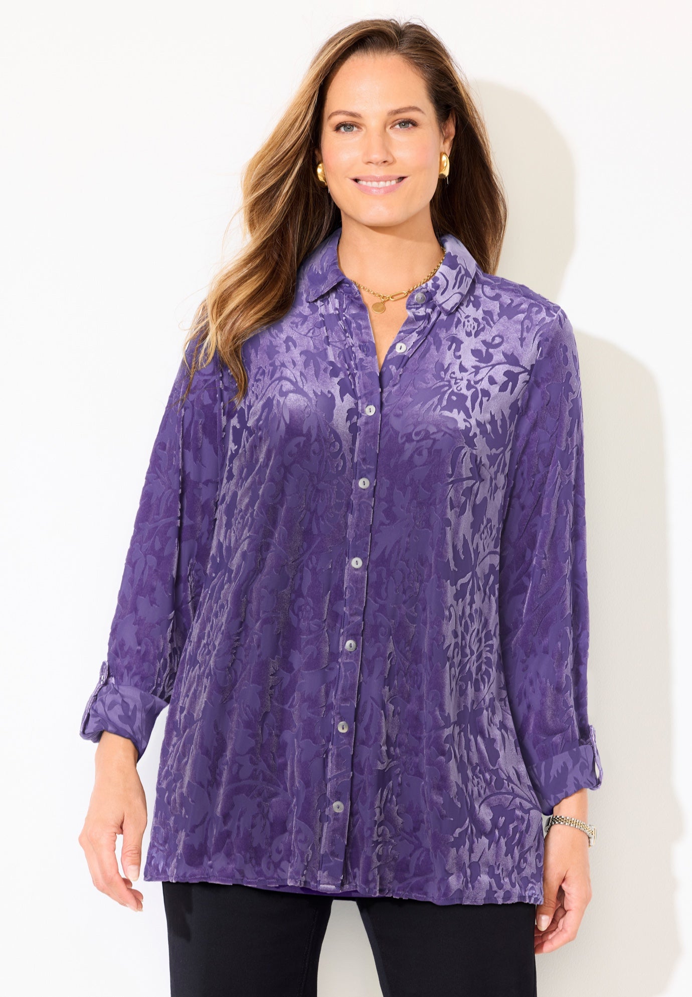 Buttonfront Burnout Blouse image number 0