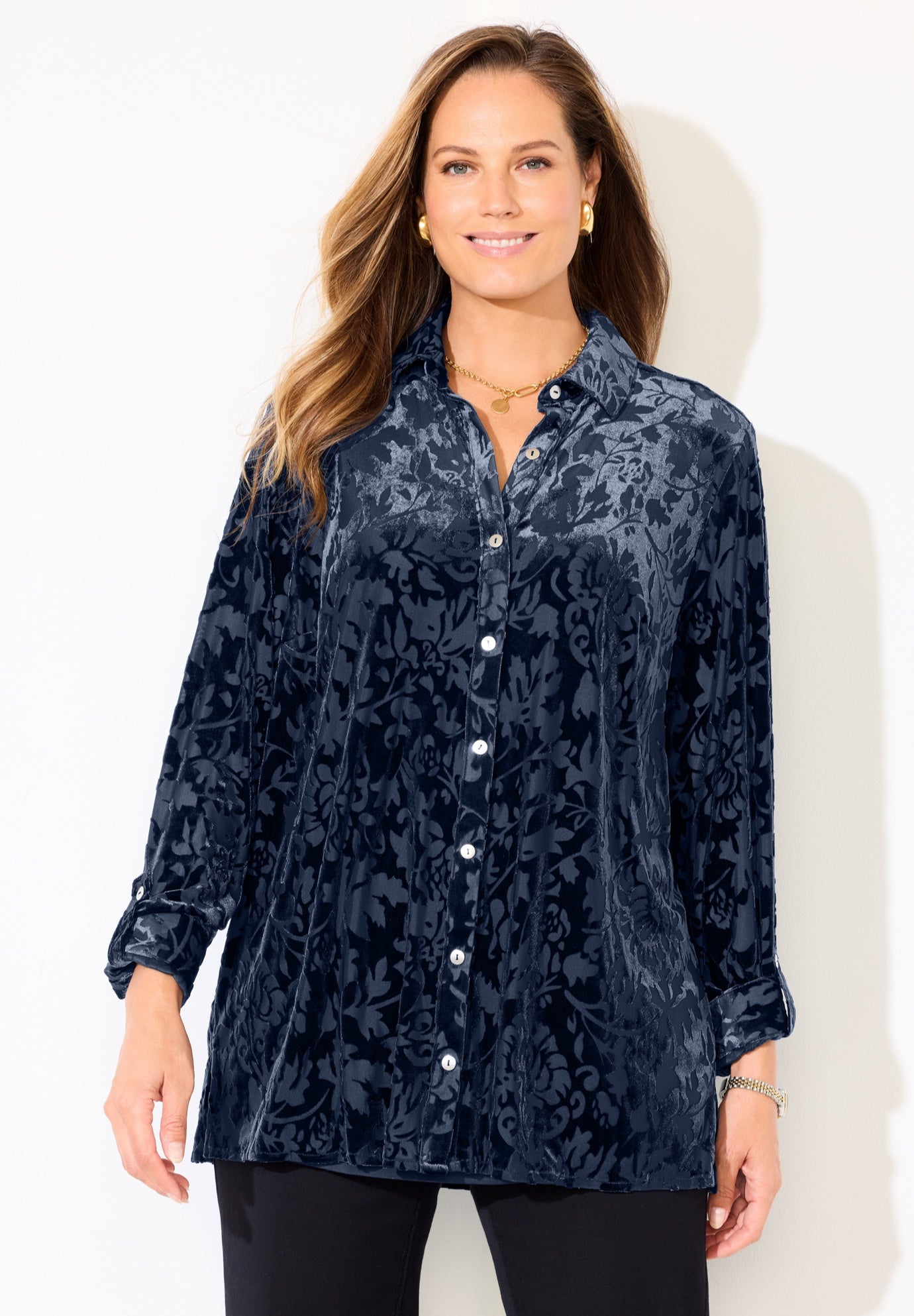 Buttonfront Burnout Blouse image number 1