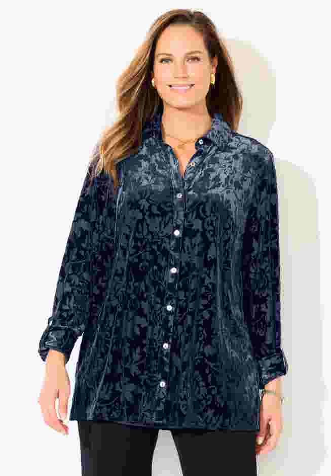 Buttonfront Burnout Blouse image number 0