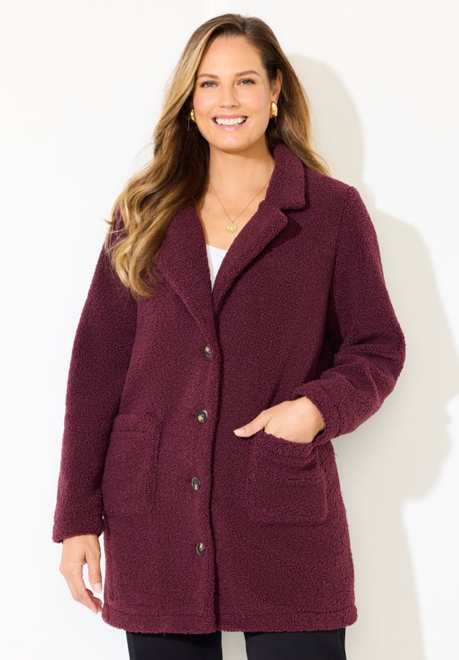 Teddy Bear Sherpa Trench Coat image number 3