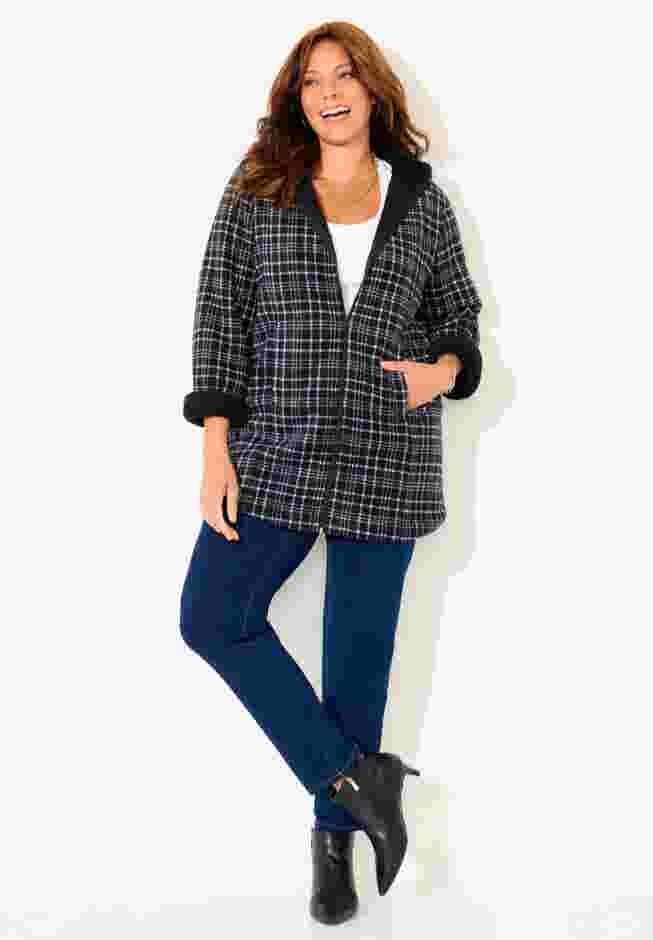 Long Fleece Coat with Sherpa Lining image number 3