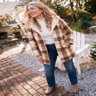 Long Fleece Coat with Sherpa Lining image number 1