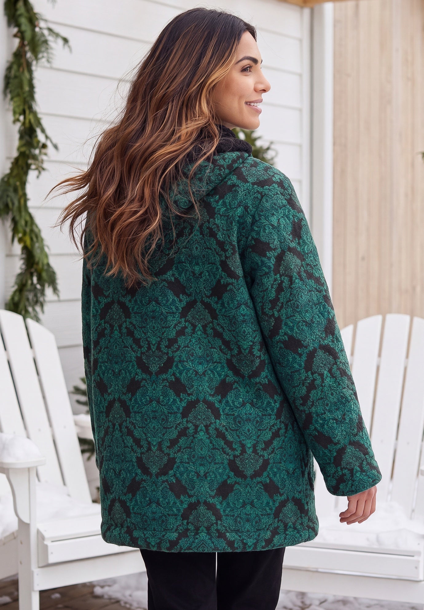 Long Fleece Coat with Sherpa Lining image number 1