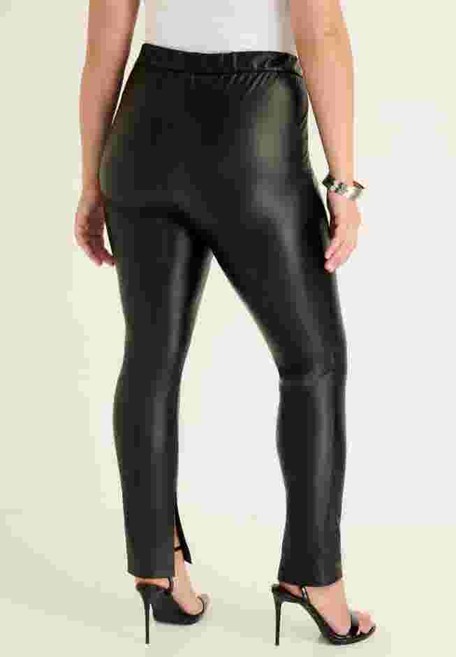 Split-Hem Faux Leather Legging image number 1