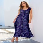 Plus Size Sleveless Hand-Crinkled Button-Front A-Line Maxi &ndash; Curvy Breezy Dress image number null