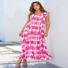Plus Size Sleveless Hand-Crinkled Button-Front A-Line Maxi &ndash; Curvy Breezy Dress image number null