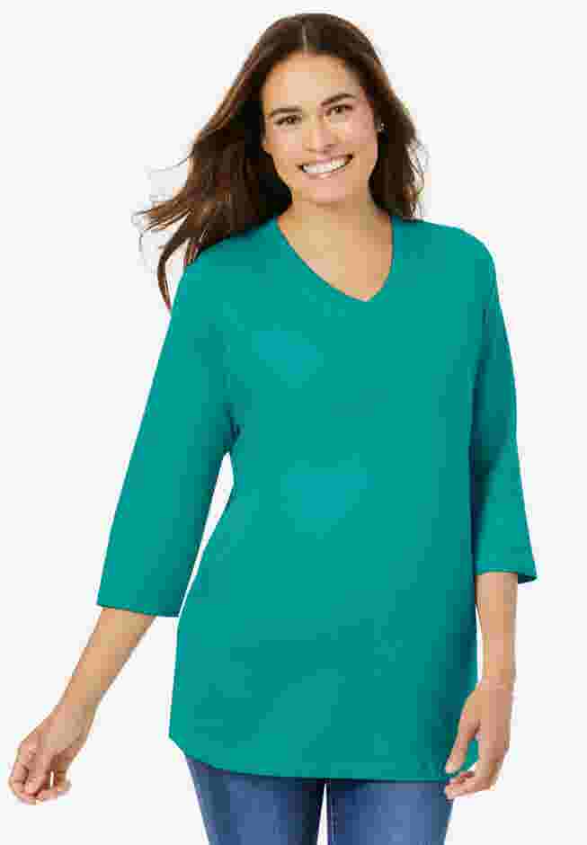 Perfect Three-Quarter Sleeve V-Neck Tee image number 5