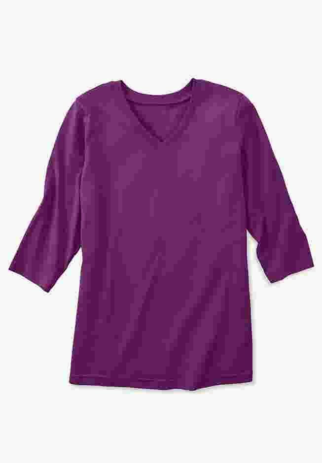 Perfect Three-Quarter Sleeve V-Neck Tee image number 6