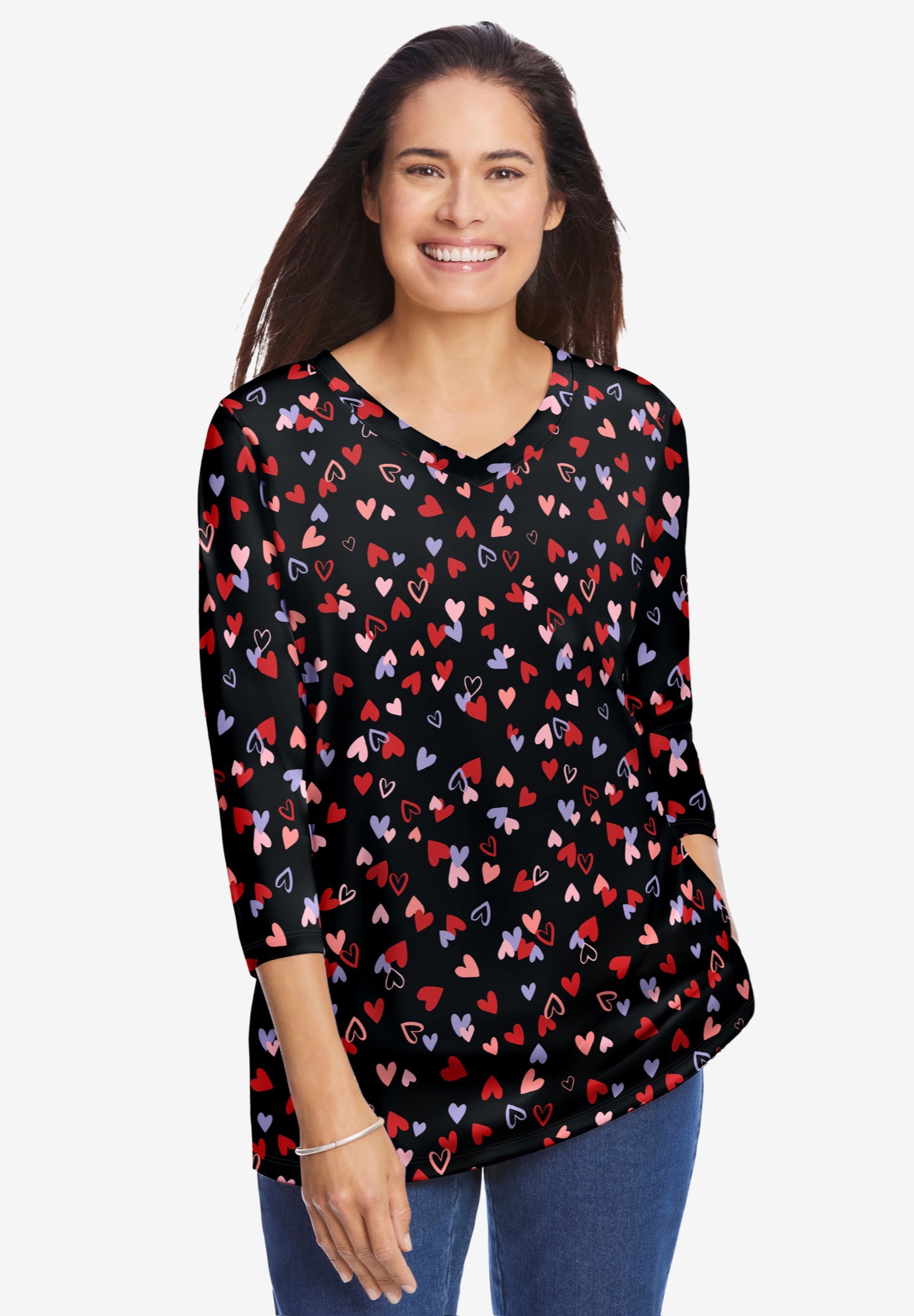 Perfect Three-Quarter Sleeve V-Neck Tee image number 7