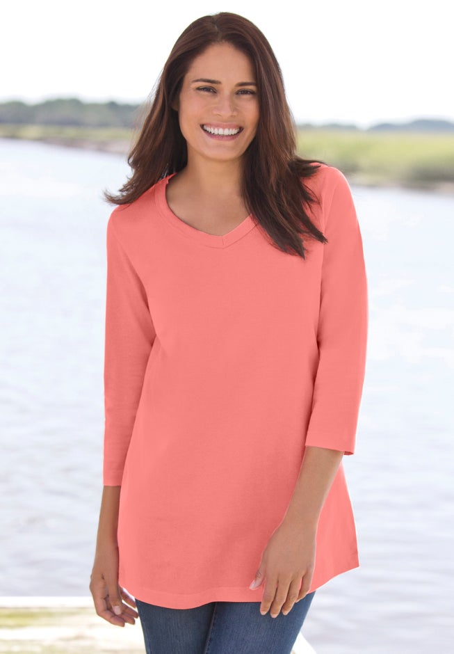 Perfect Three-Quarter Sleeve V-Neck Tee image number 8