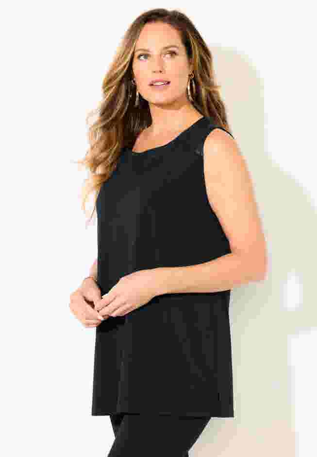 Black Label Faux Leather Trim Tank image number 2