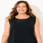 Black Label Faux Leather Trim Tank image number null