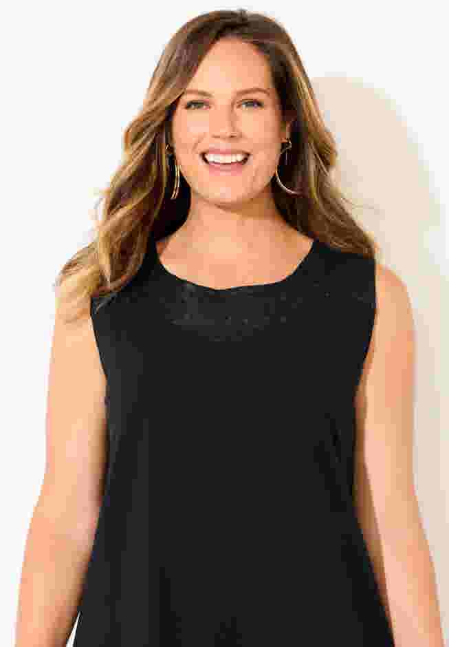 Black Label Faux Leather Trim Tank image number 3