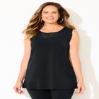 Black Label Faux Leather Trim Tank image number null