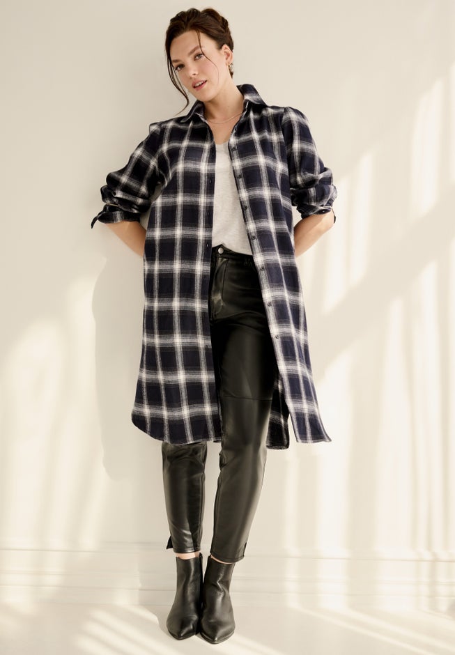 Flannel Button-Front Mega Tunic image number 2