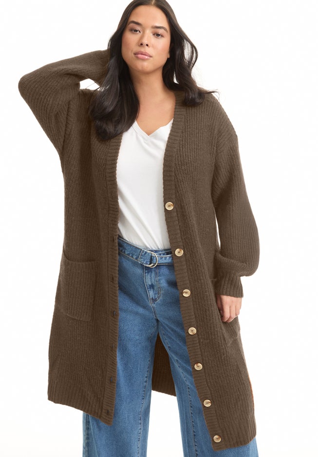 Midi-Length Button-Down Cardigan image number 2