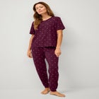 Cotton Spandex Vneck Short Sleeve Tee And Pull On Shorts Sleep Set image number null