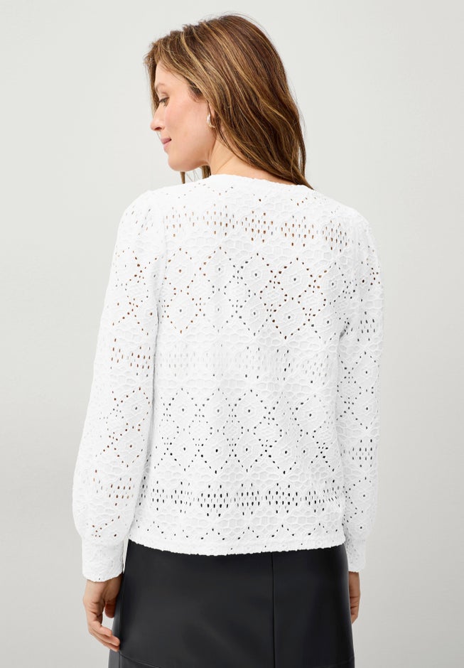 Long Sleeve Knit Lace Top image number null