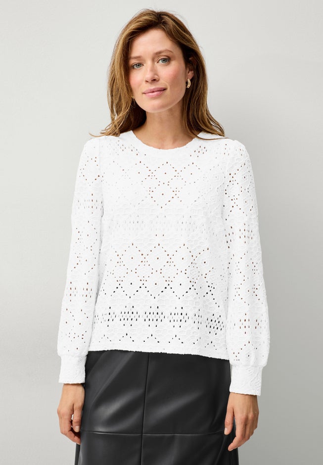 Long Sleeve Knit Lace Top image number null