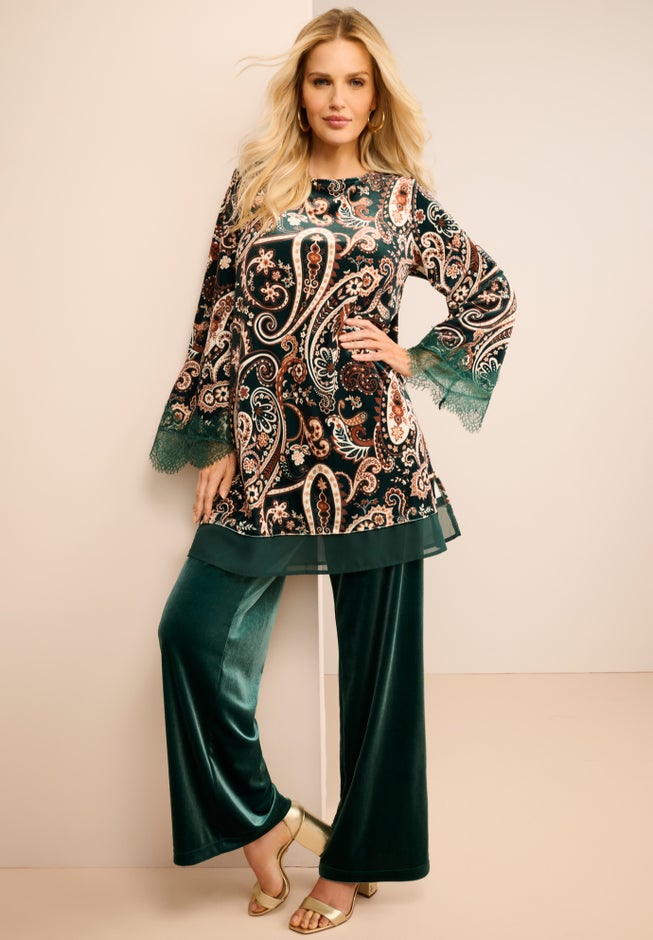 Wide Leg Velour Pant image number 1