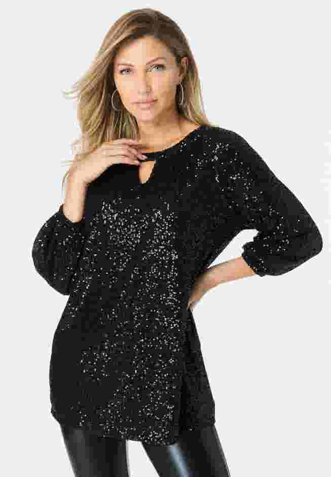 Sequin Keyhole Blouse image number 1