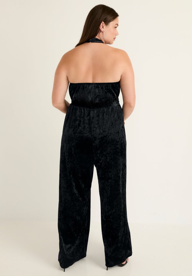 Crushed Velvet Halterneck Jumpsuit image number null