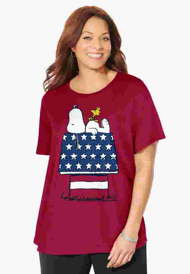 Peanuts Red Snoopy House Crewneck Tee image number 0