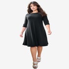 Plus Size 3/4 Sleeve Boatneck Swing Dress image number null