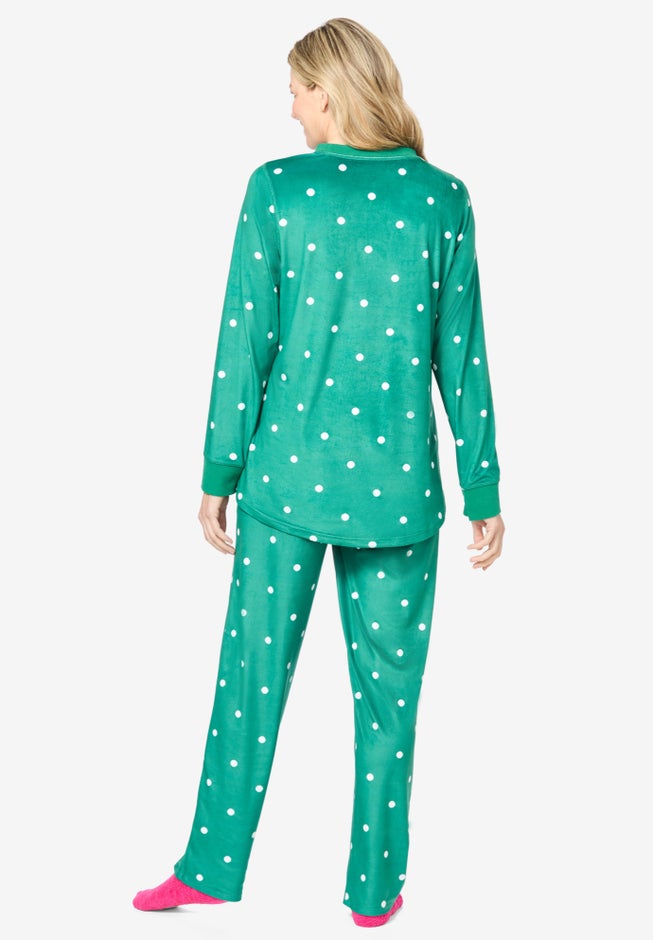 Dreams & Co. ® Velour Pajama with FREE Fuzzy Socks image number 1