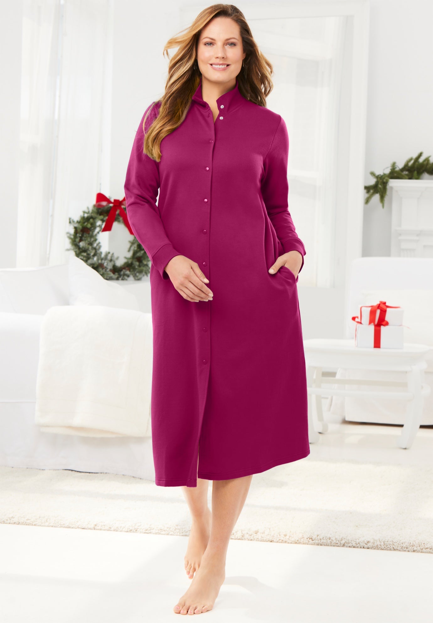 Only Necessities&reg; Fleece Snap-Front Robe image number 0