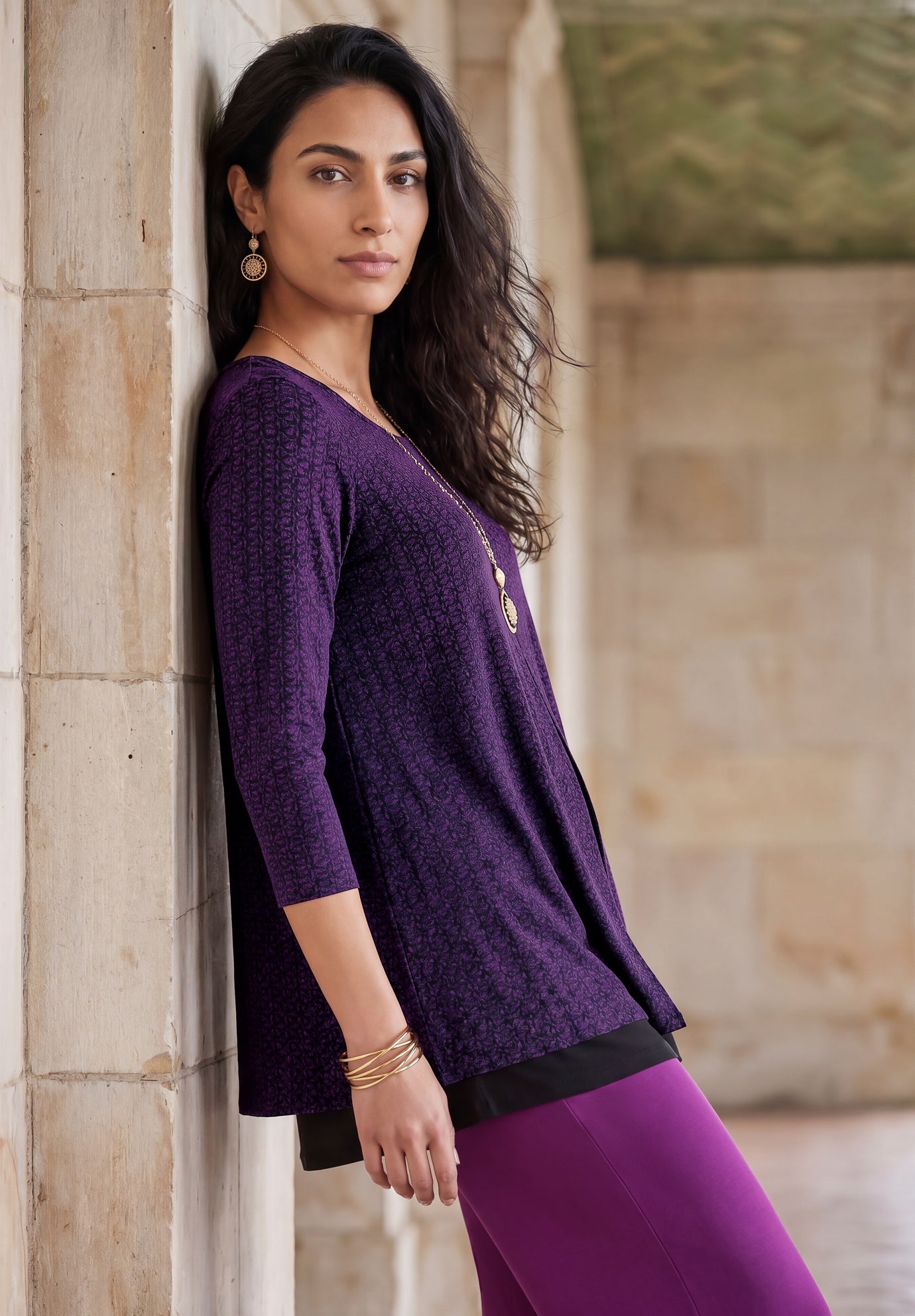 Crew Neck Double Layered Tunic image number 2