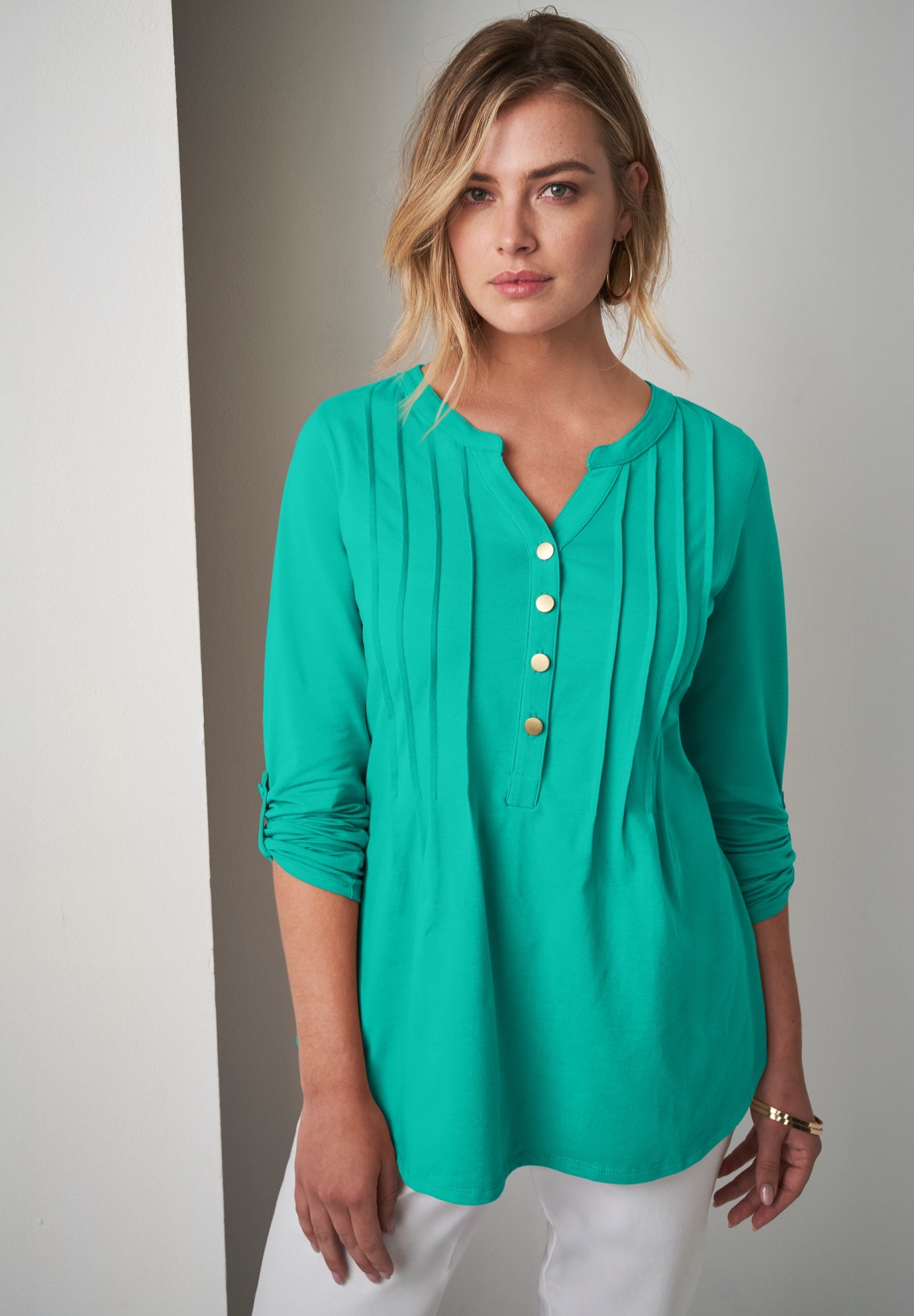 Stretch Pleated Tunic image number 0