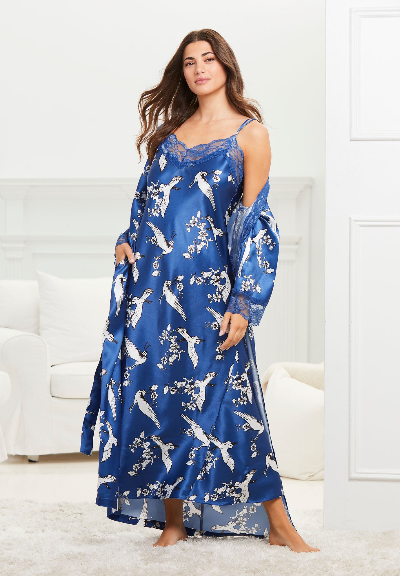 The Luxe Satin Long Peignoir Set image number 0