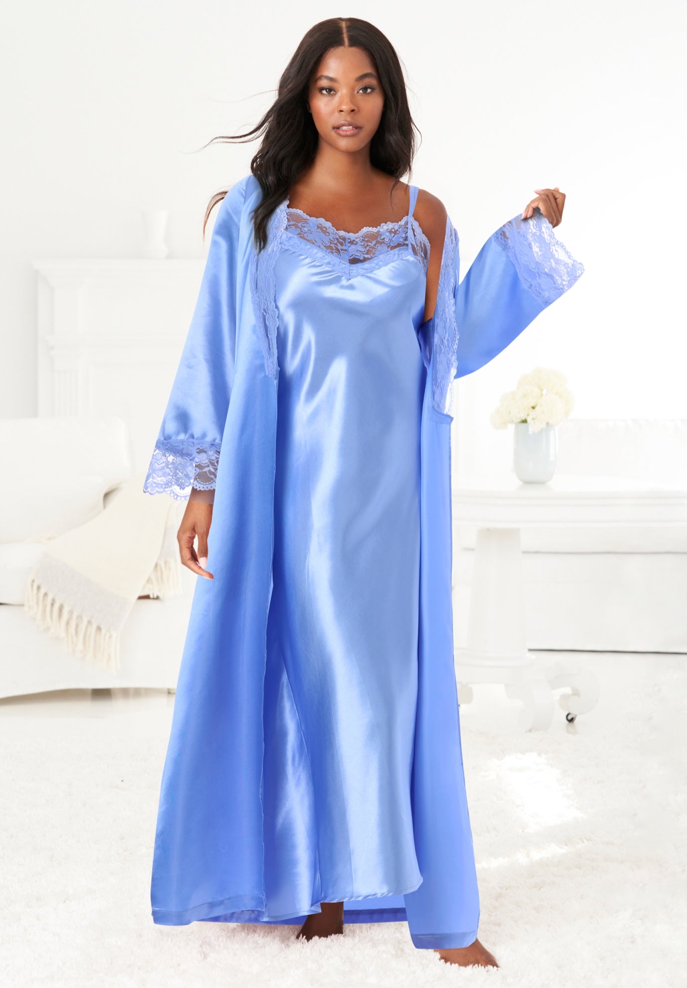 The Luxe Satin Long Peignoir Set image number 8