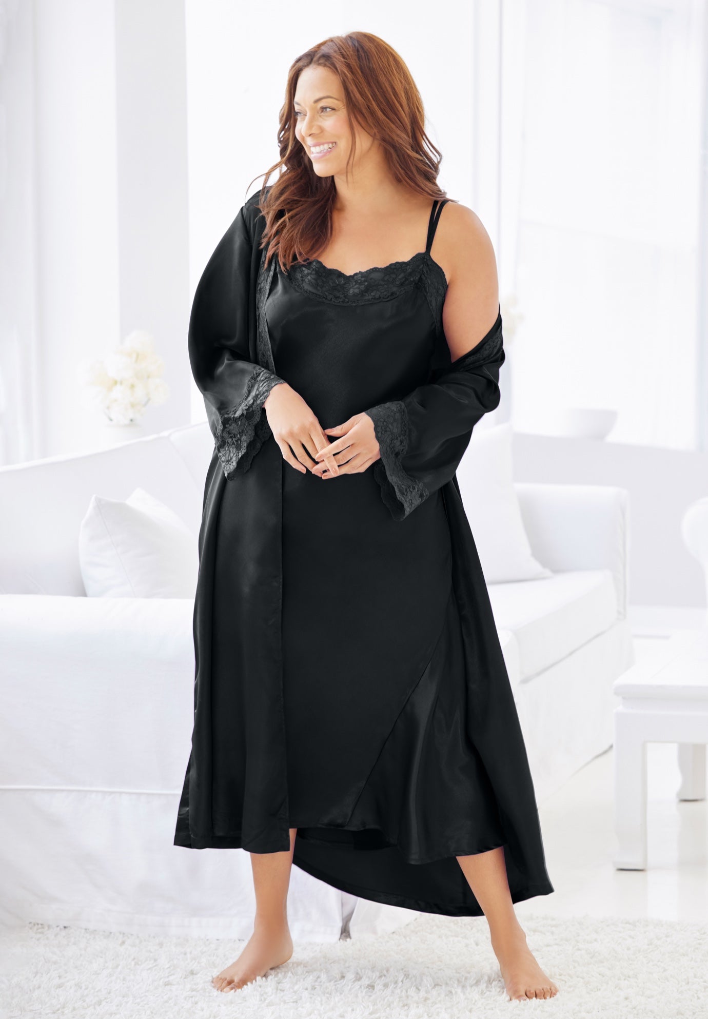 The Luxe Satin Long Peignoir Set image number 0